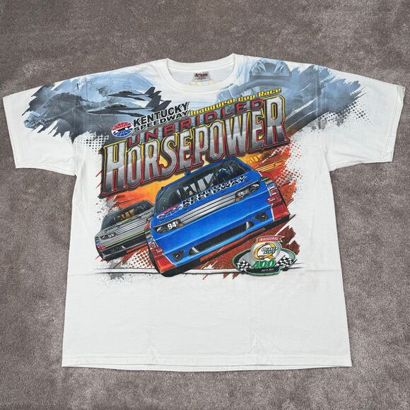 Vtg 2011 Kentucky Speedway Inaugural Race Horsepower AOP T-Shirt Size XXL - Picture 1 of 4